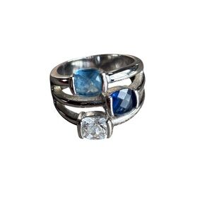 Lia Sofia Silver and Blue Gemstone Ring